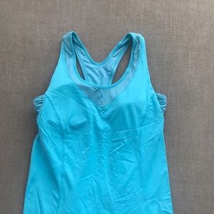 Blue lulu tank with built-in bra